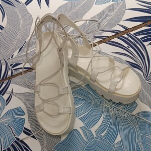 Women’s Lace-Up White Platform Sandals